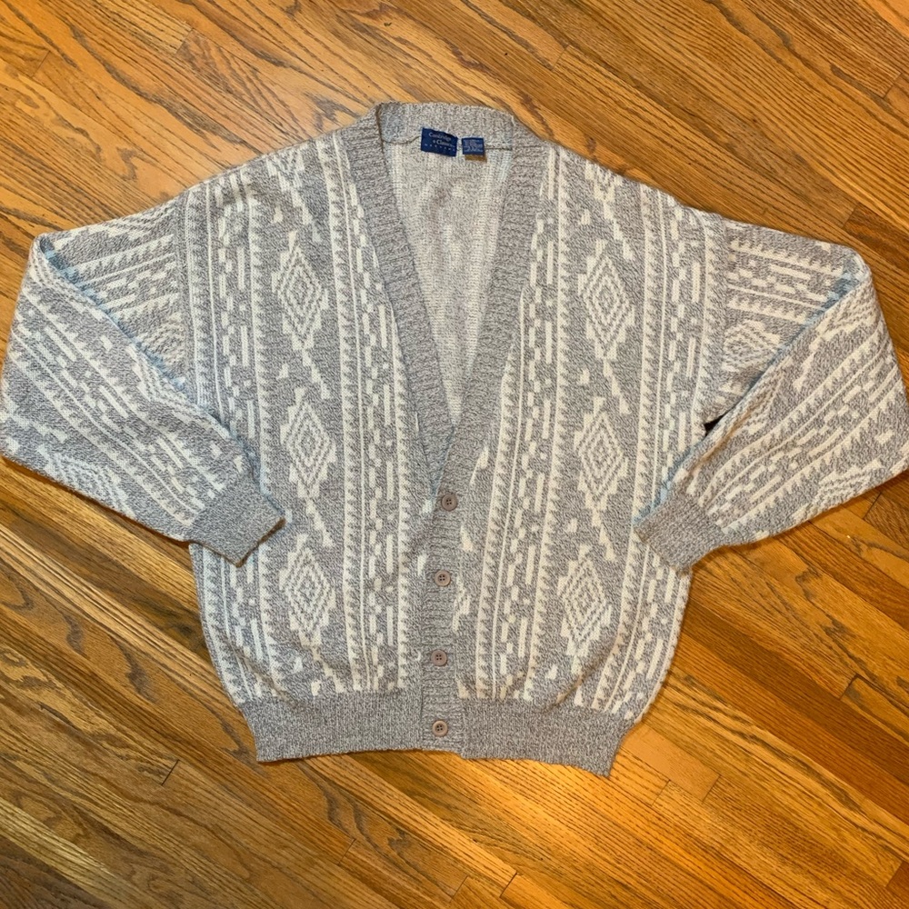 Vtg Cambridge classic Mervyns grandpa gray sweater